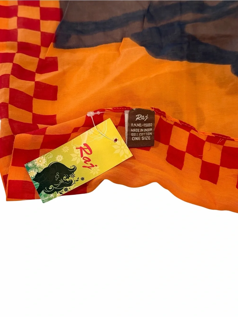 Raj New York City Liberty Broadway Cotton Scarf Wrap Orange NWT